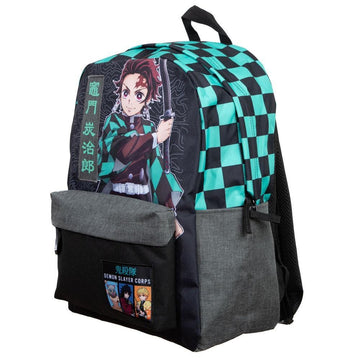 Demon Slayer Tanjiro Kamado Kimono Checker Character Backpack - BUCKET POPCORN